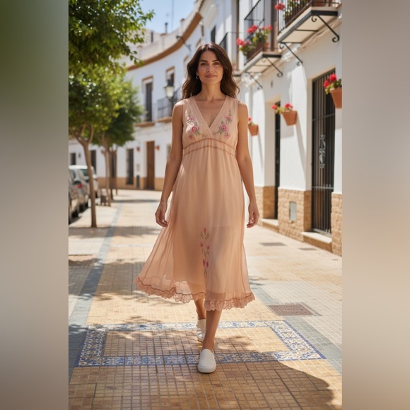 April Cornell Dresses & Skirts - April Cornell Blush Pink Floral Midi Dress